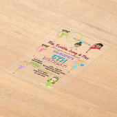 Gymnastiek Kinder meisje verjaardagsfeestje thema Acryl Uitnodigingen (Laagn)