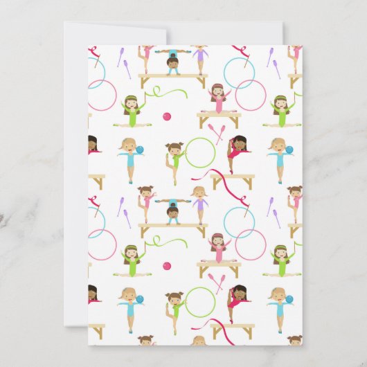 Gymnastiek Kinder meisje verjaardagsfeestje thema Kaart (Achterkant)