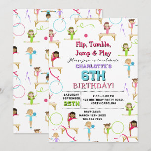 Gymnastiek Kinder meisje verjaardagsfeestje thema Kaart