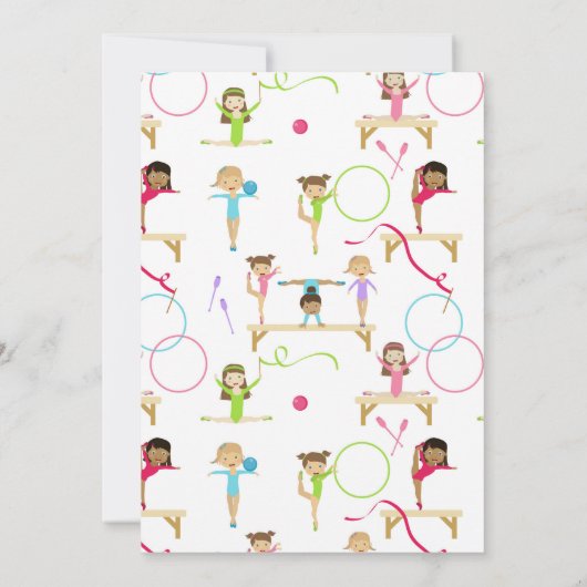 Gymnastiek Kinder meisje verjaardagsfeestje thema Kaart (Achterkant)