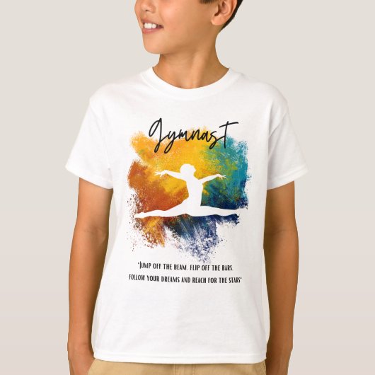Gymnastiek Kleurenplasma T-Shirt met Citaat (Voorkant)