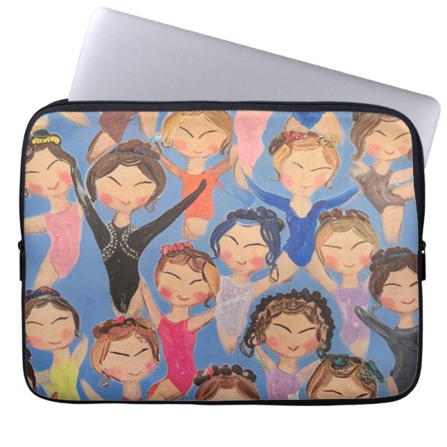 Gymnastiek kleurrijk patroon cadeau laptop sleeve (Voorkant)