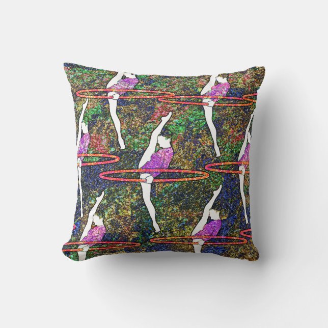 Gymnastiek kleurrijk Patroon Hula Hoop danscadeau Kussen (Voorkant)