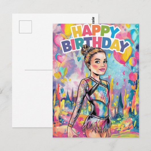 Gymnastiek kleurrijke geschilderde gepersonaliseer briefkaart (Voorkant / Achterkant)