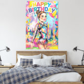 Gymnastiek kleurrijke geschilderde gepersonaliseer canvas afdruk (Insitu (Slaapkamer))