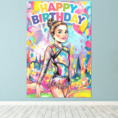 Gymnastiek kleurrijke geschilderde gepersonaliseer canvas afdruk (Insitu (Houten vloer))