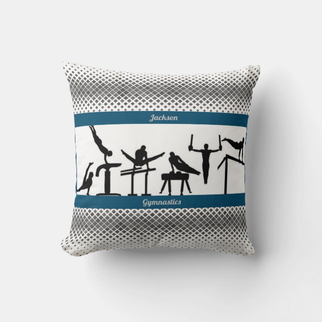 Gymnastiek Kussen voor Jongens met Zijn Naam (Voorkant)