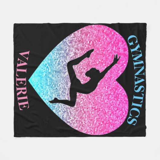 Gymnastiek Leap Fleece Deken w / Naam (Voorkant (Horizontaal))