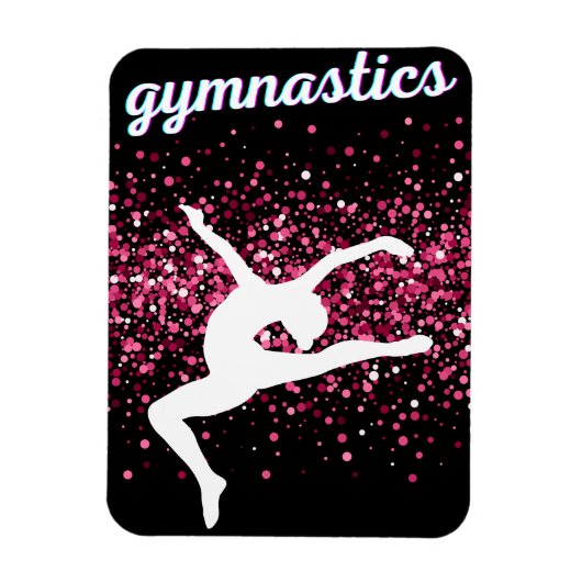 Gymnastiek Leap Pink Glitter Magneet (Verticaal)