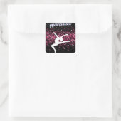Gymnastiek Leap Pink Glitter Vierkante Sticker (Tas)