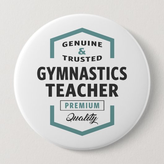 Gymnastiek leraar Logo Gifts. Ronde Button 4,0 Cm (Voorkant)