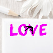 Gymnastiek "liefde" geeft adreslabels terug. etiket (Insitu)