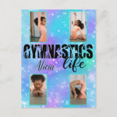 Gymnastiek Life Pastel Persoonlijke naam & 4 Foto Briefkaart (Voorkant)