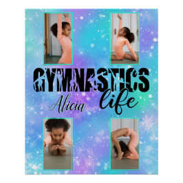 Gymnastiek Life Pastel Persoonlijke naam & 4 Foto Perfect Poster