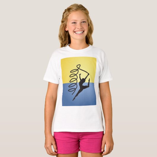 Gymnastiek lint Routine Meisjes T-shirt (Voorkant volledig)