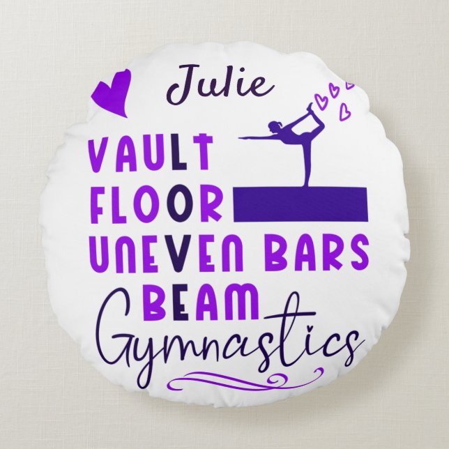 Gymnastiek Love Vault Floor Uneven Bars Beam Rond Kussen (Voorkant)