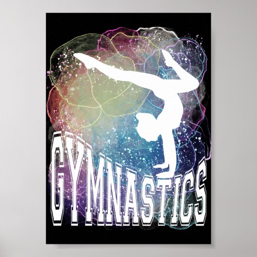 Gymnastiek Meisje Handstand Waterverf Poster (Voorkant)