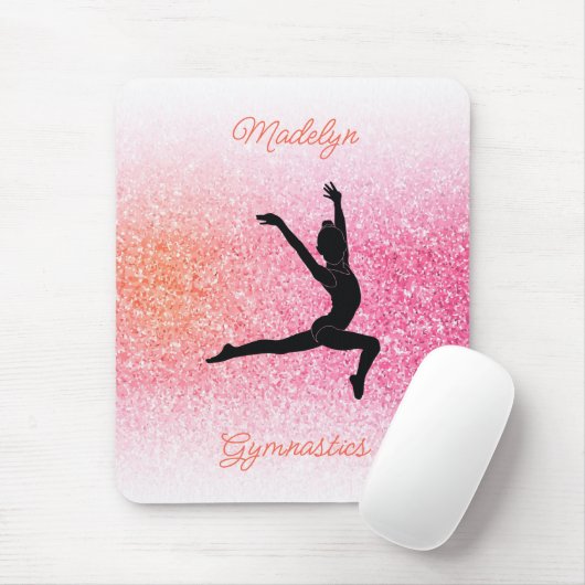 Gymnastiek meisje in Gymnast Leotard Pink Tangerin Muismat (Met muis)