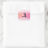 Gymnastiek meisje in Gymnast Leotard Pink Tangerin Vierkante Sticker (Tas)