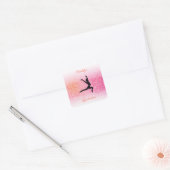 Gymnastiek meisje in Gymnast Leotard Pink Tangerin Vierkante Sticker (Envelop)