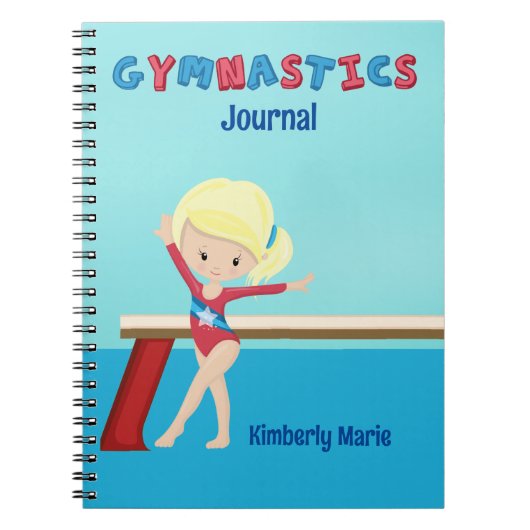 Gymnastiek Meisje Leuke Custom Blond Gymnast Notitieboek (Voorkant)
