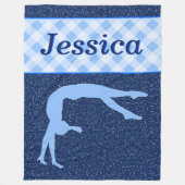 Gymnastiek Meisje Lichtblauw Donkerblauw Fleece Deken (Voorkant)