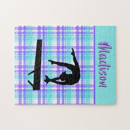 Gymnastiek Meisje Lila Paarse en Aqua Gepersonalis Legpuzzel (Horizontaal)