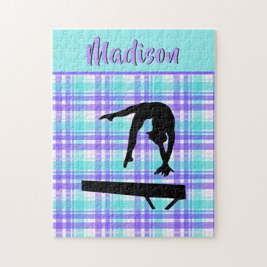 Gymnastiek Meisje Lila Paarse en Aqua Gepersonalis Legpuzzel (Verticaal)