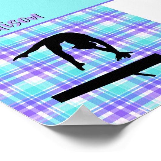 Gymnastiek Meisje Lila Paarse en Aqua Gepersonalis Poster (Hoek)