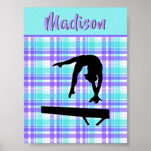 Gymnastiek Meisje Lila Paarse en Aqua Gepersonalis Poster