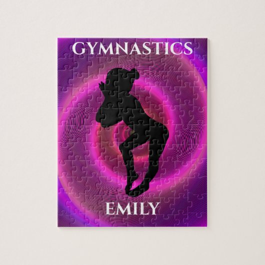 Gymnastiek meisje puzzel met de naam van het kind. (Verticaal)