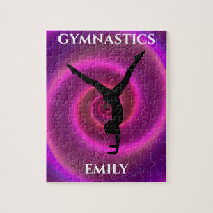 Gymnastiek meisje puzzel met de naam van het kind.