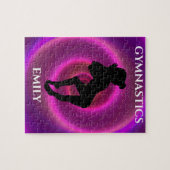 Gymnastiek meisje puzzel met de naam van het kind. legpuzzel (Horizontaal)