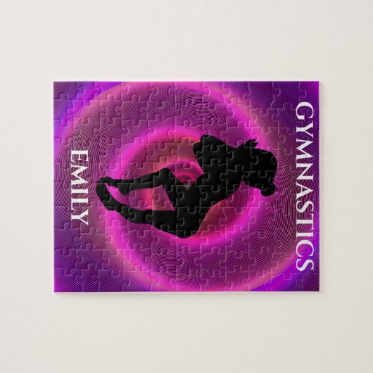 Gymnastiek meisje puzzel met de naam van het kind. legpuzzel (Horizontaal)