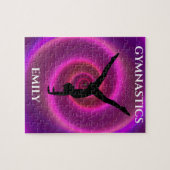 Gymnastiek meisje puzzel met de naam van het kind. legpuzzel (Horizontaal)