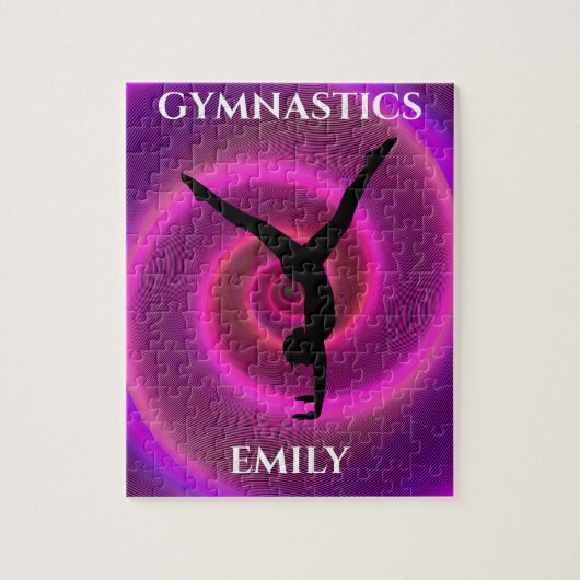 Gymnastiek meisje puzzel met de naam van het kind. legpuzzel (Verticaal)