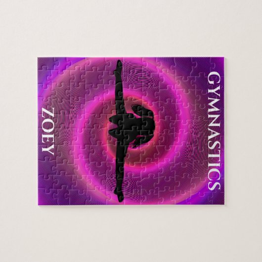 Gymnastiek meisje puzzel met de naam van het kind. legpuzzel (Horizontaal)