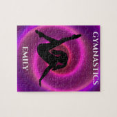 Gymnastiek meisje puzzel met de naam van het kind. legpuzzel (Horizontaal)