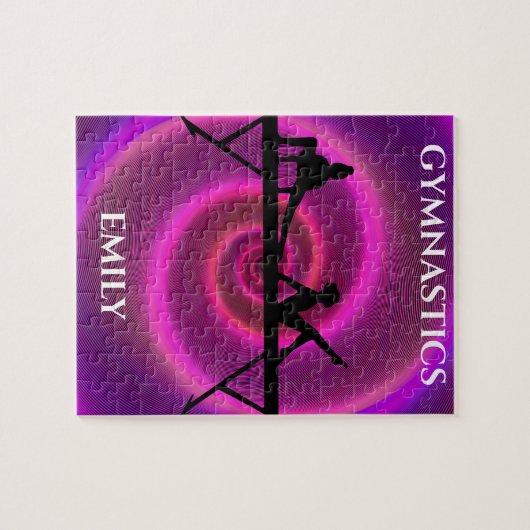 Gymnastiek meisje puzzel met gepersonaliseerde naa legpuzzel (Horizontaal)
