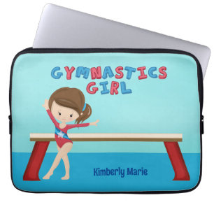 Gymnastiek Meisje Schattig Custom Brunette Kinder Laptop Sleeve