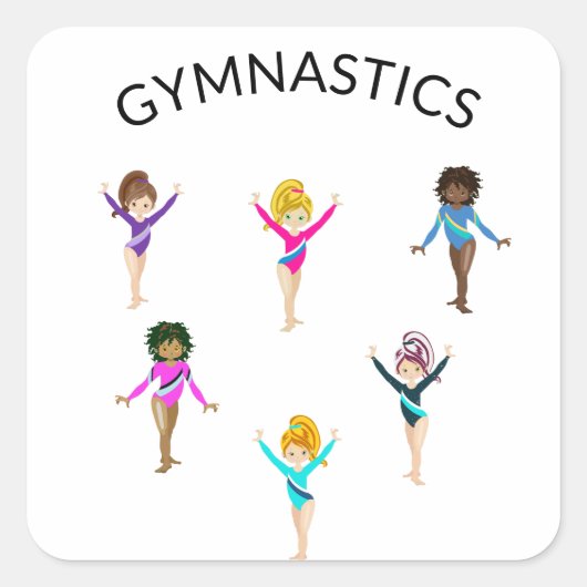 Gymnastiek meisje stickers met 6 gymnast! (Voorkant)