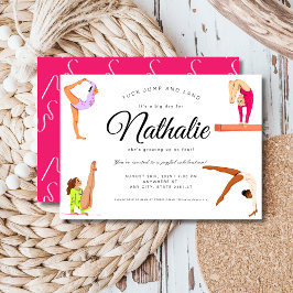 Gymnastiek meisje verjaardagsfeestje uitnodiging