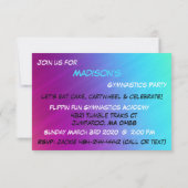 Gymnastiek Meisje Verjaardagsfeestuitnodiging Kaart (Achterkant)