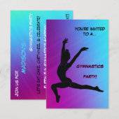 Gymnastiek Meisje Verjaardagsfeestuitnodiging Kaart (Voorkant / Achterkant)