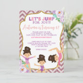 Gymnastiek meisje verjaardagsuitnodiging. kaart (Staand voorkant)