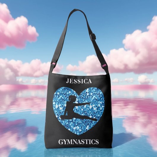 Gymnastiek Meisje Zwart met Blauwgroen Sequin Hart Crossbody Tas