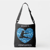 Gymnastiek Meisje Zwart met Blauwgroen Sequin Hart Crossbody Tas (Voorkant)