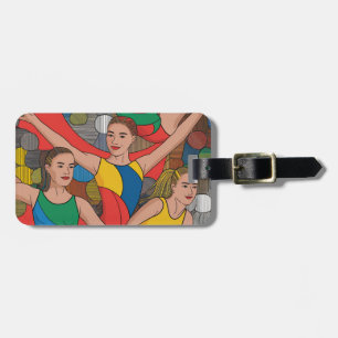 Gymnastiek Meisjes Acro Dansers kleurrijk patroon Bagagelabel
