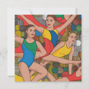 Gymnastiek Meisjes Acro Dansers kleurrijk patroon Kaart