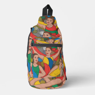 Gymnastiek Meisjes Acro Dansers kleurrijk patroon Sling Bag